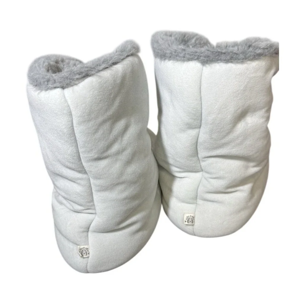 Men Puffer Slipper Boots White Size 10-11 Faux Fur Lined Indoor Cozy winter